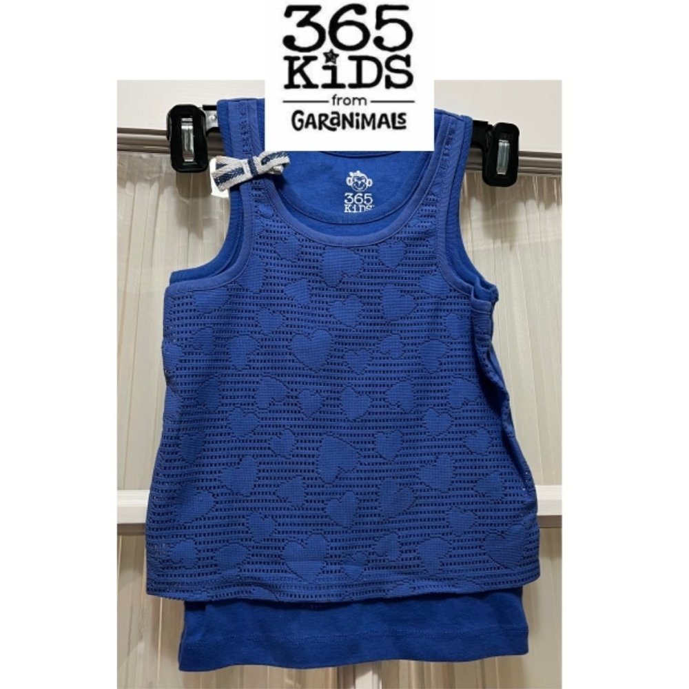 365 Kids by Garanimals layered tank top with heart print overlay. Girls' size 6